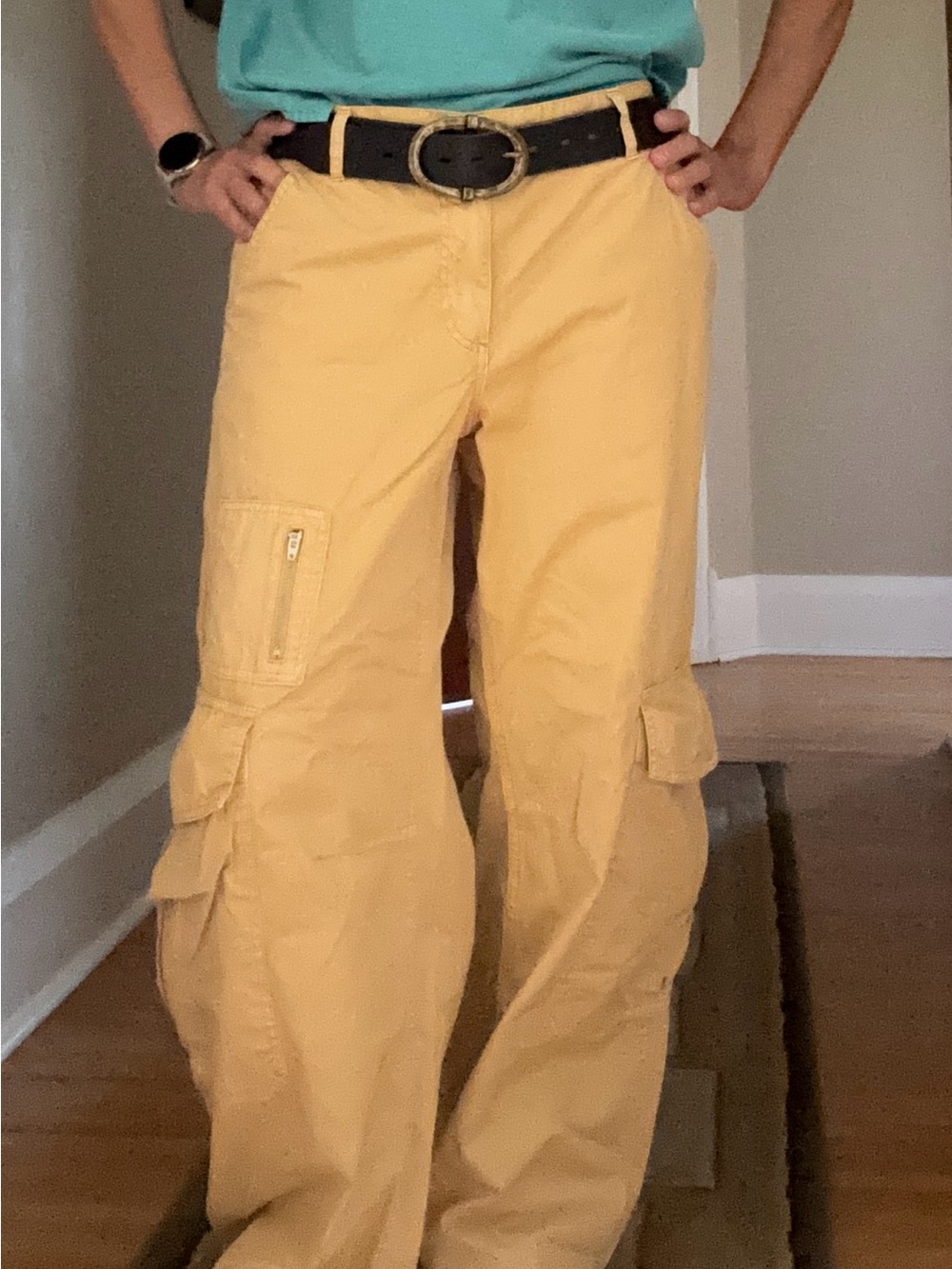 BDG Women’s Mustard Yellow Cargo Pants with Utility Pockets